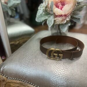 Designer Gucci Marmont Brown Leather Belt